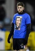 14 February 2020; Will Patching of Dundalk wears a t-shirt featuring the picture of the late Daragh McNally, who passed away in November aged 11, prior to the SSE Airtricity League Premier Division match between Dundalk and Derry City at Oriel Park in Dundalk, Louth. Photo by Ben McShane/Sportsfile