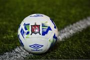14 February 2020; A detailed view of the match ball featuring the Dundalk crest prior to the SSE Airtricity League Premier Division match between Dundalk and Derry City at Oriel Park in Dundalk, Louth. Photo by Ben McShane/Sportsfile