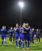 14 February 2020; Waterford United players applaud their supporters as Michael O’Connor and Kevin O’Connor, centre embrace, following the SSE Airtricity League Premier Division match between St Patrick's Athletic and Waterford at Richmond Park in Dublin. Photo by Sam Barnes/Sportsfile
