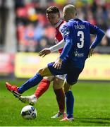 14 February 2020; Dean Clarke of St Patrick's in action against Tyreke Wilson of Waterford United Athletic during the SSE Airtricity League Premier Division match between St Patrick's Athletic and Waterford at Richmond Park in Dublin. Photo by Sam Barnes/Sportsfile