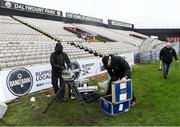 15 February 2020; Camera operators de-rig after television coverage was cancelled prior to the SSE Airtricity League Premier Division match between Bohemians and Shamrock Rovers at Dalymount Park in Dublin. Photo by Stephen McCarthy/Sportsfile