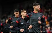 15 February 2020; Danny Mandroiu of Bohemians warms-up with team-mates ahead of the SSE Airtricity League Premier Division match between Bohemians and Shamrock Rovers at Dalymount Park in Dublin. Photo by Seb Daly/Sportsfile