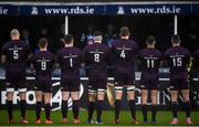 15 February 2020; The Leinster team stand for a moment of silence before the Guinness PRO14 Round 11 match between Leinster and Toyota Cheetahs at the RDS Arena in Dublin. Photo by Harry Murphy/Sportsfile