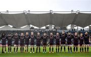 1 February 2020; The Leinster team stand for a minute's silence for former Munster Rugby CEO Garrett Fitzgerald before the Guinness Six Nations Rugby Championship match between Ireland and Scotland at the Aviva Stadium in Dublin. Photo by Ramsey Cardy/Sportsfile