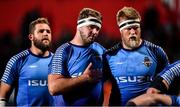 14 February 2020; Jerry Sexton of Isuzu Southern Kings, alongside team-mates Ruaan Lerm, left, and JC Astle, right, prior to the Guinness PRO14 Round 11 match between Munster and Isuzu Southern Kings at Irish Independent Park in Cork. Photo by Brendan Moran/Sportsfile