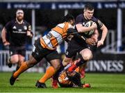 15 February 2020; Luke McGrath of Leinster is tackled by Joseph Dweba, left, and Rabz Maxwane of Toyota Cheetahs during the Guinness PRO14 Round 11 match between Leinster and Toyota Cheetahs at the RDS Arena in Dublin. Photo by Harry Murphy/Sportsfile