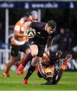 15 February 2020; Luke McGrath of Leinster is tackled by Rabz Maxwane of Toyota Cheetahs during the Guinness PRO14 Round 11 match between Leinster and Toyota Cheetahs at the RDS Arena in Dublin. Photo by Harry Murphy/Sportsfile