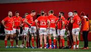 14 February 2020; The Munster team huddle during the Guinness PRO14 Round 11 match between Munster and Isuzu Southern Kings at Irish Independent Park in Cork. Photo by Brendan Moran/Sportsfile