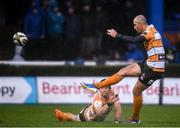 15 February 2020; Ruan Pienaar of Toyota Cheetahs kicks a conversion supported by team-mate Benhard Janse van Rensburg during the Guinness PRO14 Round 11 match between Leinster and Toyota Cheetahs at the RDS Arena in Dublin. Photo by Harry Murphy/Sportsfile