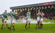 15 February 2020; Shamrock Rovers captain Ronan Finn, centre, celebrates with team-mates following the SSE Airtricity League Premier Division match between Bohemians and Shamrock Rovers at Dalymount Park in Dublin. Photo by Seb Daly/Sportsfile