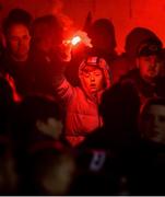 14 February 2020; Supporters let of flares ahead of the SSE Airtricity League Premier Division match between St Patrick's Athletic and Waterford United at Richmond Park in Dublin. Photo by Sam Barnes/Sportsfile