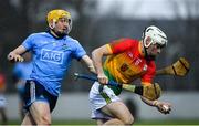 15 February 2020; Martin Kavanagh of Carlow in action against Daire Gray of Dublin during the Allianz Hurling League Division 1 Group B Round 3 match between Carlow and Dublin at Netwatch Cullen Park in Carlow. Photo by David Fitzgerald/Sportsfile
