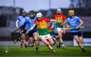 15 February 2020; Aaron Amond of Carlow in action against James Madden of Dublin during the Allianz Hurling League Division 1 Group B Round 3 match between Carlow and Dublin at Netwatch Cullen Park in Carlow. Photo by David Fitzgerald/Sportsfile