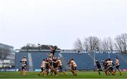 15 February 2020; Scott Fardy of Leinster wins possession in the lineout against Walt Steenkamp of Toyota Cheetahs during the Guinness PRO14 Round 11 match between Leinster and Toyota Cheetahs at the RDS Arena in Dublin. Photo by Ramsey Cardy/Sportsfile