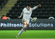15 February 2020; Billy Burns of Ulster kicks a penalty during the Guinness PRO14 Round 11 match between Ospreys and Ulster at Liberty Stadium in Swansea, Wales. Photo by Darren Griffiths/Sportsfile