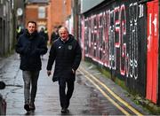 15 February 2020; Brian, left, and Noel King arrive at Dalymount Park prior to the SSE Airtricity League Premier Division match between Bohemians and Shamrock Rovers at Dalymount Park in Dublin. Photo by Stephen McCarthy/Sportsfile