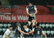 15 February 2020; Adam Beard of Ospreys wins possession in the lineout during the Guinness PRO14 Round 11 match between Ospreys and Ulster at Liberty Stadium in Swansea, Wales. Photo by Darren Griffiths/Sportsfile