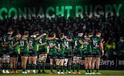 15 February 2020; The Connacht team during a minute's silence for former Munster Rugby CEO Garrett Fitzgerald ahead of the Guinness PRO14 Round 11 match between Connacht and Cardiff Blues at the Sportsground in Galway. Photo by Sam Barnes/Sportsfile