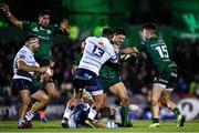 15 February 2020; Dave Heffernan, supported by Connacht team-mate Tiernan O'Halloran, is tackled by Rey Lee-Lo of Cardiff Blues during the Guinness PRO14 Round 11 match between Connacht and Cardiff Blues at the Sportsground in Galway. Photo by Eóin Noonan/Sportsfile