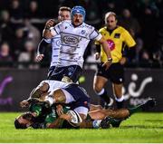 15 February 2020; Dave Heffernan of Connacht scores his side's first try despite the tackle of Rey Lee-Lo of Cardiff Blues during the Guinness PRO14 Round 11 match between Connacht and Cardiff Blues at the Sportsground in Galway. Photo by Eóin Noonan/Sportsfile