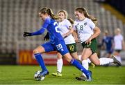 14 February 2020; Amanda Jacobsen Andradóttir of Iceland in action against Muireann Devaney of Republic of Ireland during the Women's Under-17s International Friendly between Republic of Ireland and Iceland at the RSC in Waterford United. Photo by Matt Browne/Sportsfile