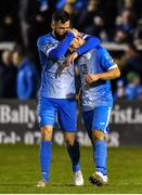 14 February 2020; David Webster and Mark Coyle of Finn Harps celebrates after their side's first goal during the SSE Airtricity League Premier Division match between Finn Harps and Sligo Rovers at Finn Park in Ballybofey, Donegal. Photo by Oliver McVeigh/Sportsfile