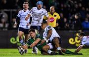 15 February 2020; Dave Heffernan of Connacht scores his side's first try despite the tackle of Rey Lee-Lo of Cardiff Blues during the Guinness PRO14 Round 11 match between Connacht and Cardiff Blues at the Sportsground in Galway. Photo by Eóin Noonan/Sportsfile