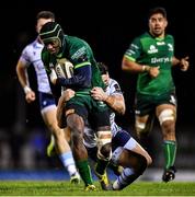 15 February 2020; Niyi Adeolokun of Connacht is tackled by Jason Tovey of Cardiff Blues during the Guinness PRO14 Round 11 match between Connacht and Cardiff Blues at the Sportsground in Galway. Photo by Eóin Noonan/Sportsfile