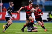 12 February 2020; Adam Strong of Kilkenny College is tackled by Donal Conroy, left, and Cormac King of Newbridge College during the Bank of Ireland Leinster Schools Senior Cup Second Round match between Kilkenny College and Newbridge College at Energia Park in Dublin. Photo by Piaras Ó Mídheach/Sportsfile