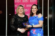 15 February 2020; Eimear O’Connor from Mountrath in Laois is presented with her Administration medallion by LGFA President Marie Hickey during the Learn to Lead – LGFA Female Leadership Programme graduation evening at The Croke Park, Jones Road, Dublin. The Learn to Lead programme was devised to develop the next generation of leaders within Ladies Gaelic Football. Photo by Brendan Moran/Sportsfile