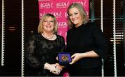 15 February 2020; Liz Ahern from Carrigtwohill in Cork is presented with her Administration medallion by LGFA President Marie Hickey during the Learn to Lead – LGFA Female Leadership Programme graduation evening at The Croke Park, Jones Road, Dublin. The Learn to Lead programme was devised to develop the next generation of leaders within Ladies Gaelic Football. Photo by Brendan Moran/Sportsfile