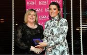 15 February 2020; Grainne Sands from Glenn John Martins GAA club in Down is presented with her Officiating medallion by LGFA President Marie Hickey during the Learn to Lead – LGFA Female Leadership Programme graduation evening at The Croke Park, Jones Road, Dublin. The Learn to Lead programme was devised to develop the next generation of leaders within Ladies Gaelic Football. Photo by Brendan Moran/Sportsfile