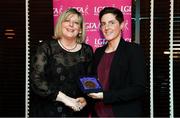 15 February 2020; Diane O’Hora from Mayo and Clanna Gael Fontenoy GAA club in Dublin is presented with her Coaching medallion by LGFA President Marie Hickey during the Learn to Lead – LGFA Female Leadership Programme graduation evening at The Croke Park, Jones Road, Dublin. The Learn to Lead programme was devised to develop the next generation of leaders within Ladies Gaelic Football. Photo by Brendan Moran/Sportsfile