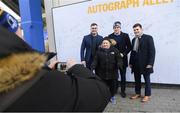 15 February 2020; Leinster players Conor O'Brien, Garry Ringrose and Hugh O'Sullivan in Autograph Alley at the Guinness PRO14 Round 11 match between Leinster and Toyota Cheetahs at the RDS Arena in Dublin. Photo by Ramsey Cardy/Sportsfile