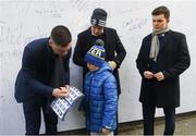 15 February 2020; Leinster players Conor O'Brien, Garry Ringrose and Hugh O'Sullivan in Autograph Alley at the Guinness PRO14 Round 11 match between Leinster and Toyota Cheetahs at the RDS Arena in Dublin. Photo by Ramsey Cardy/Sportsfile