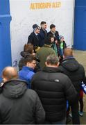 15 February 2020; Leinster players Conor O'Brien, Garry Ringrose and Hugh O'Sullivan in Autograph Alley at the Guinness PRO14 Round 11 match between Leinster and Toyota Cheetahs at the RDS Arena in Dublin. Photo by Ramsey Cardy/Sportsfile