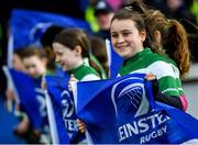 15 February 2020; Flagbearers from Balbriggan RFC ahead of the Guinness PRO14 Round 11 match between Leinster and Toyota Cheetahs at the RDS Arena in Dublin. Photo by Ramsey Cardy/Sportsfile