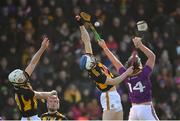 16 February 2020; Conor McDonald of Wexford is tackled by Huw Lawlor and Simon Donohoe of Wexford, left, during the Allianz Hurling League Division 1 Group B Round 3 match between Wexford and Kilkenny at Chadwicks Wexford Park in Wexford. Photo by Ray McManus/Sportsfile
