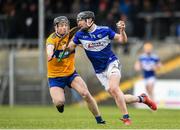 16 February 2020; John Lennon of Laois in action against Tony Kelly of Clare during the Allianz Hurling League Division 1 Group B Round 3 match between Clare and Laois at Cusack Park in Ennis, Clare. Photo by Eóin Noonan/Sportsfile