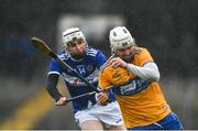 16 February 2020; Liam Corry of Clare is tackled by Stephen Bergin of Laois during the Allianz Hurling League Division 1 Group B Round 3 match between Clare and Laois at Cusack Park in Ennis, Clare. Photo by Eóin Noonan/Sportsfile