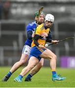 16 February 2020; Aidan McCarthy of Clare in action against Stephen Bergin of Laois during the Allianz Hurling League Division 1 Group B Round 3 match between Clare and Laois at Cusack Park in Ennis, Clare. Photo by Eóin Noonan/Sportsfile