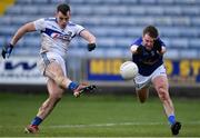 16 February 2020; John O'Loughlin of Laois in action against Stephen Murray of Cavan during the Allianz Football League Division 2 Round 3 match between Laois and Cavan at MW Hire O'Moore Park in Portlaoise, Laois. Photo by Piaras Ó Mídheach/Sportsfile