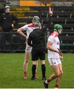 16 February 2020; Damien Cahalane of Cork receives a red card from referee Liam Gordon during the Allianz Hurling League Division 1 Group A Round 3 match between Westmeath and Cork at TEG Cusack Park in Mullingar, Westmeath. Photo by Ramsey Cardy/Sportsfile