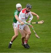 16 February 2020; Jack O’Connor of Cork and Alan Cox of Westmeath during the Allianz Hurling League Division 1 Group A Round 3 match between Westmeath and Cork at TEG Cusack Park in Mullingar, Westmeath. Photo by Ramsey Cardy/Sportsfile