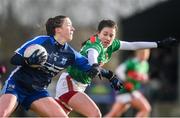 16 February 2020; Karen McGrath of Waterford in action against Roisin Durkin of Mayo during the Lidl Ladies National Football League Division 1 Round 3 match between Mayo and Waterford at Swinford Amenity Park in Swinford, Mayo. Photo by Sam Barnes/Sportsfile