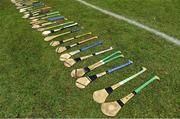 12 February 2020; A general view of hurls on the sideline before the Fitzgibbon Cup Final match between UCC and IT Carlow at Dublin City University Sportsgrounds in Glasnevin, Dublin. Photo by Piaras Ó Mídheach/Sportsfile