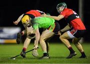 12 February 2020; Richie Leahy of IT Carlow in action against Robbie Flynn, left, and Mark Coleman of UCC during the Fitzgibbon Cup Final match between UCC and IT Carlow at Dublin City University Sportsgrounds in Glasnevin, Dublin. Photo by Piaras Ó Mídheach/Sportsfile