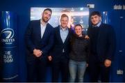 15 February 2020; Leinster players Jack Conan, James Tracy and Vakh Abdaladze with supporters in the blue room prior to the Guinness PRO14 Round 11 match between Leinster and Toyota Cheetahs at the RDS Arena in Dublin. Photo by Harry Murphy/Sportsfile