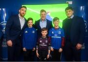 15 February 2020; Leinster players Jack Conan, James Tracy and Vakh Abdaladze with supporters in the blue room prior to the Guinness PRO14 Round 11 match between Leinster and Toyota Cheetahs at the RDS Arena in Dublin. Photo by Harry Murphy/Sportsfile