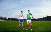 17 February 2020; Keith Higgins of Mayo, right, and Darren Hughes of Monaghan during a Media Event in advance of the Allianz Football League Division 1 Round 4 match between Monaghan and Mayo on Sunday at St. Tiernach's Park in Clones, Co Monaghan. Photo by David Fitzgerald/Sportsfile